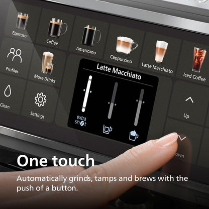 Philips 5500 Series Espresso Machine - Fully Automatic with LatteGo Milk System, 20 Coffee Pre-Sets, Black Chrome