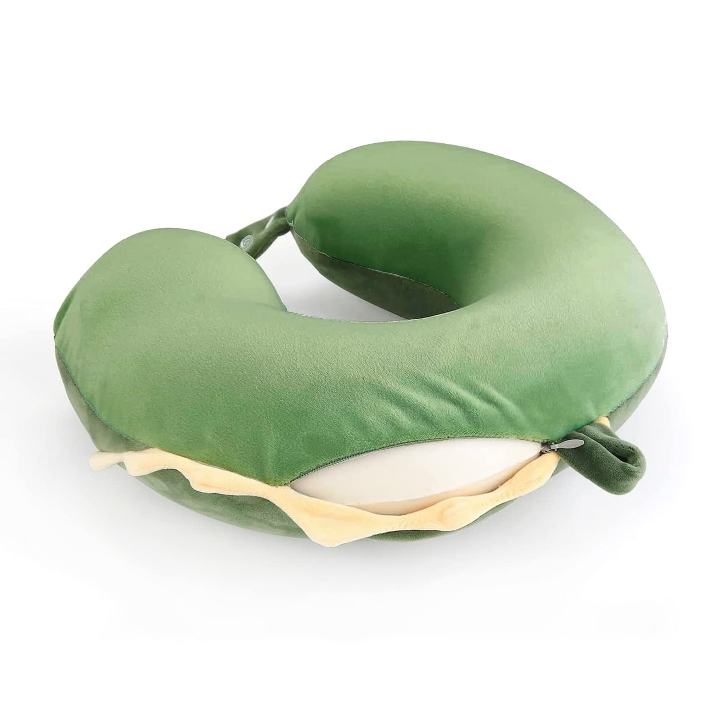 Travel Pillow Memory Foam Head Support Pillows Animal U Shaped Neck Pillow Attachable Snap for Sleeping Car Travel Home Office (Green-Crocodile)