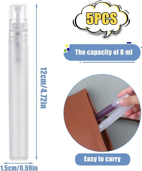 KINBOM Perfume Atomizers - 5 Pack 10ml Refillable Spray Bottles for Travel, Hair, Face & Plants