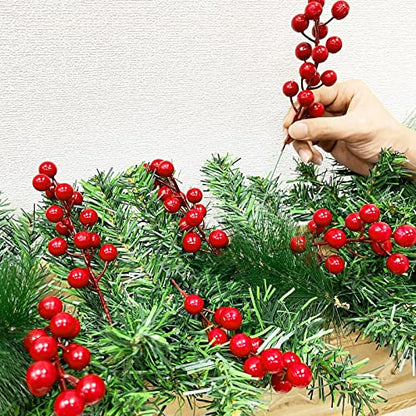 Grandeal 25 Pack Red Berry Stems Waterproof Holiday Decor for Christmas Tree Wreath Wreaths & Garlands - Standard