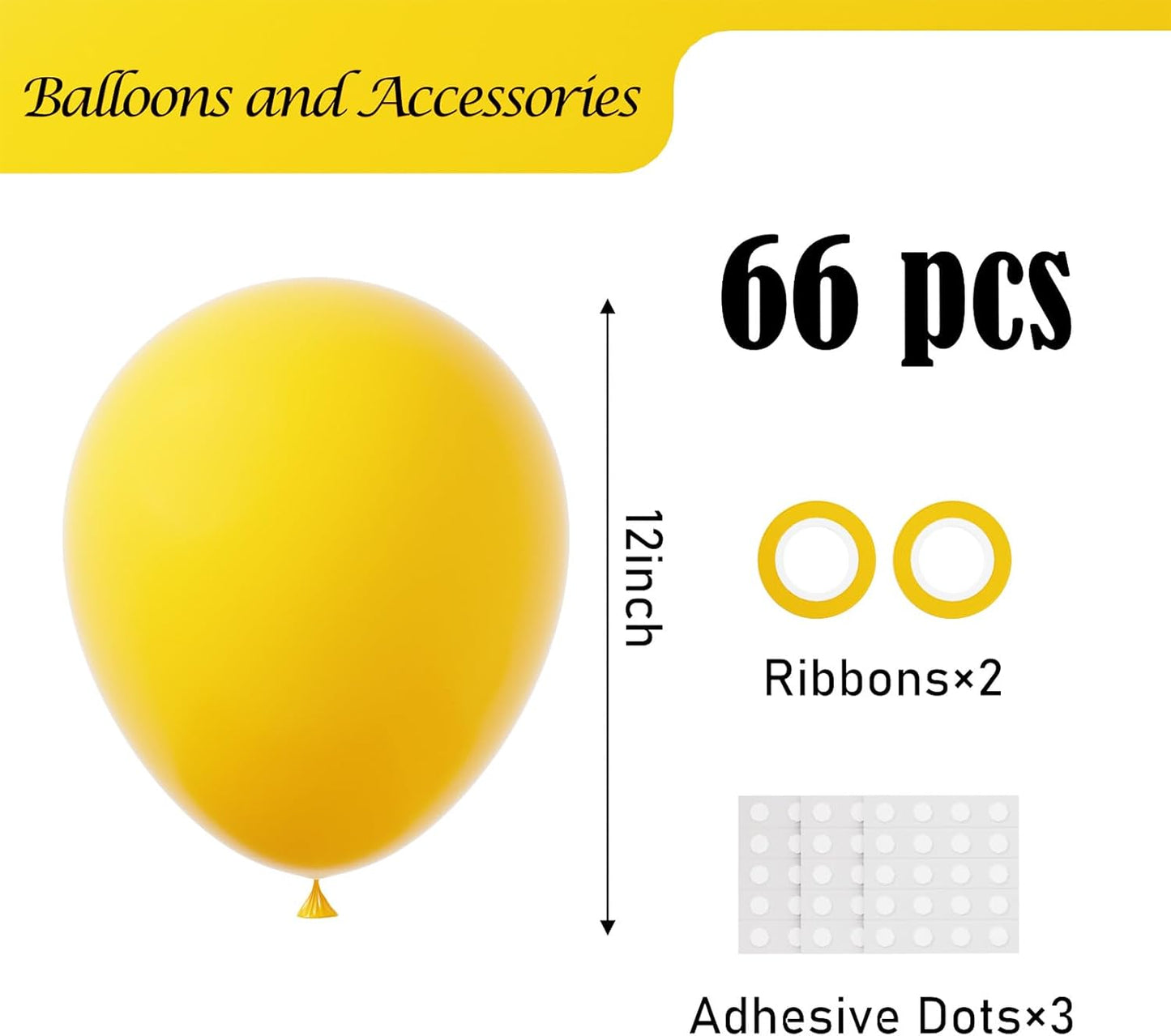 Voircoloria Lemon Yellow Balloons - 12-Inch Mustard Yellow Latex | 66-Pack for Parties & Celebrations