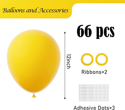 Voircoloria Lemon Yellow Balloons - 12-Inch Mustard Yellow Latex | 66-Pack for Parties & Celebrations