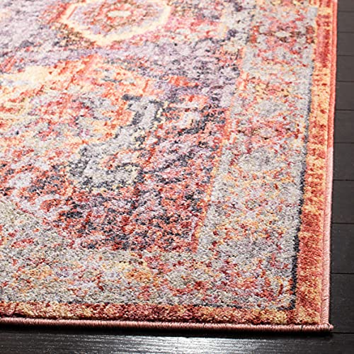 SAFAVIEH Bristol Collection Runner Rug - 2'3" x 8', Rust & Lavender, Boho Chic Distressed Design, Non-Shedding & Easy Care, Ideal for High Traffic Areas in Living Room, Bedroom (BTL340R)