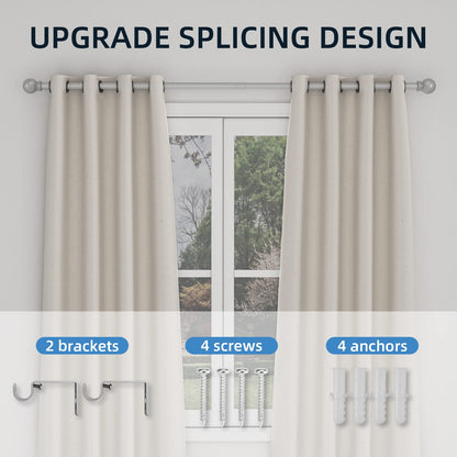 Silver Curtain Rods for Windows 28 to 48 Inch,5/8 Inch Diameter Drapery Rods with Brackets Heavy Duty Curtain Rods for Bedroom