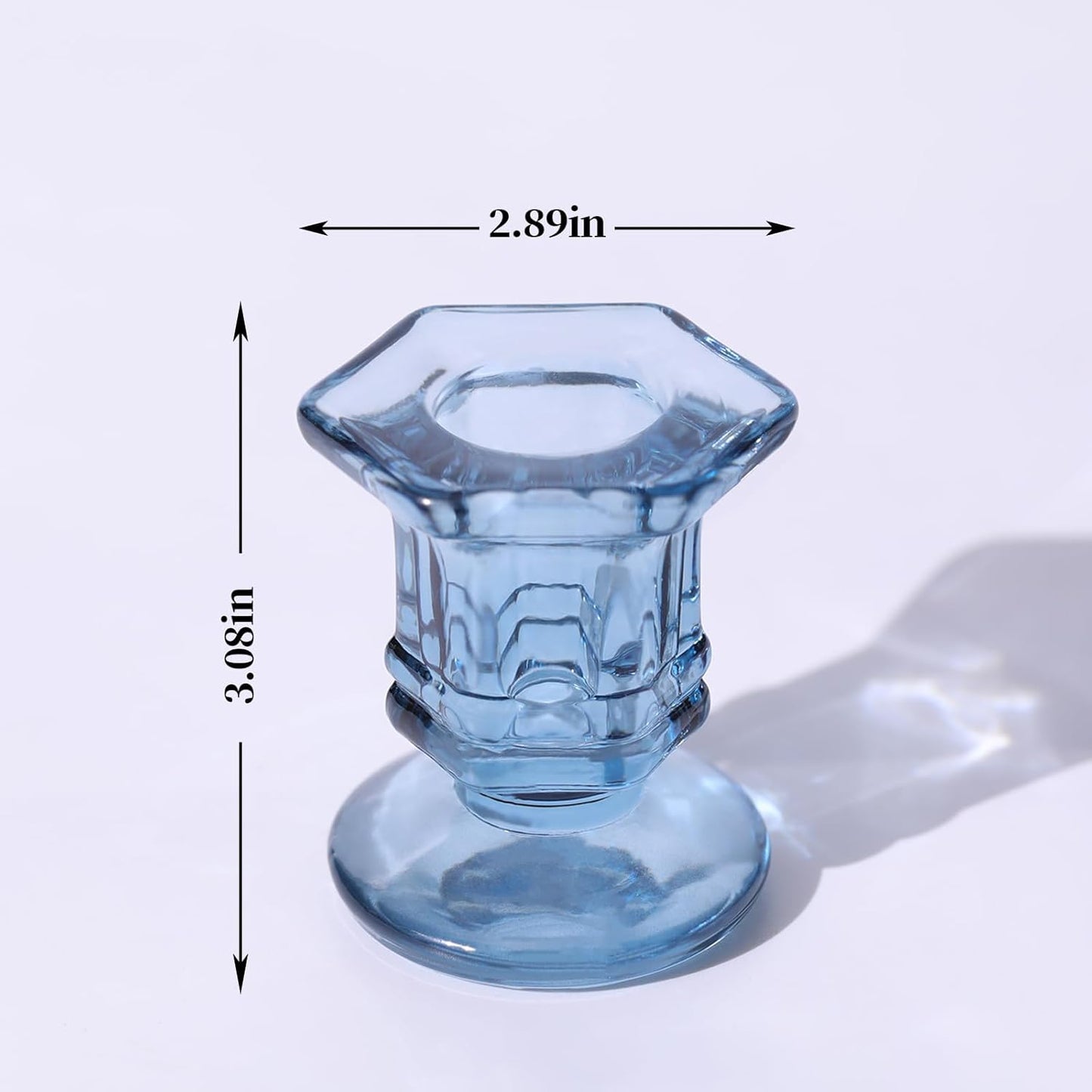 Regine Switzerland Blue Glass Candlestick Holders - 12 Pcs Crystal Taper Candle Holders for Weddings & Home Decor