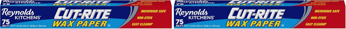 Reynolds Cut-Rite Wax Paper - 75 Sq Ft Roll (Pack of 2) | Perfect for Food Storage & Cooking