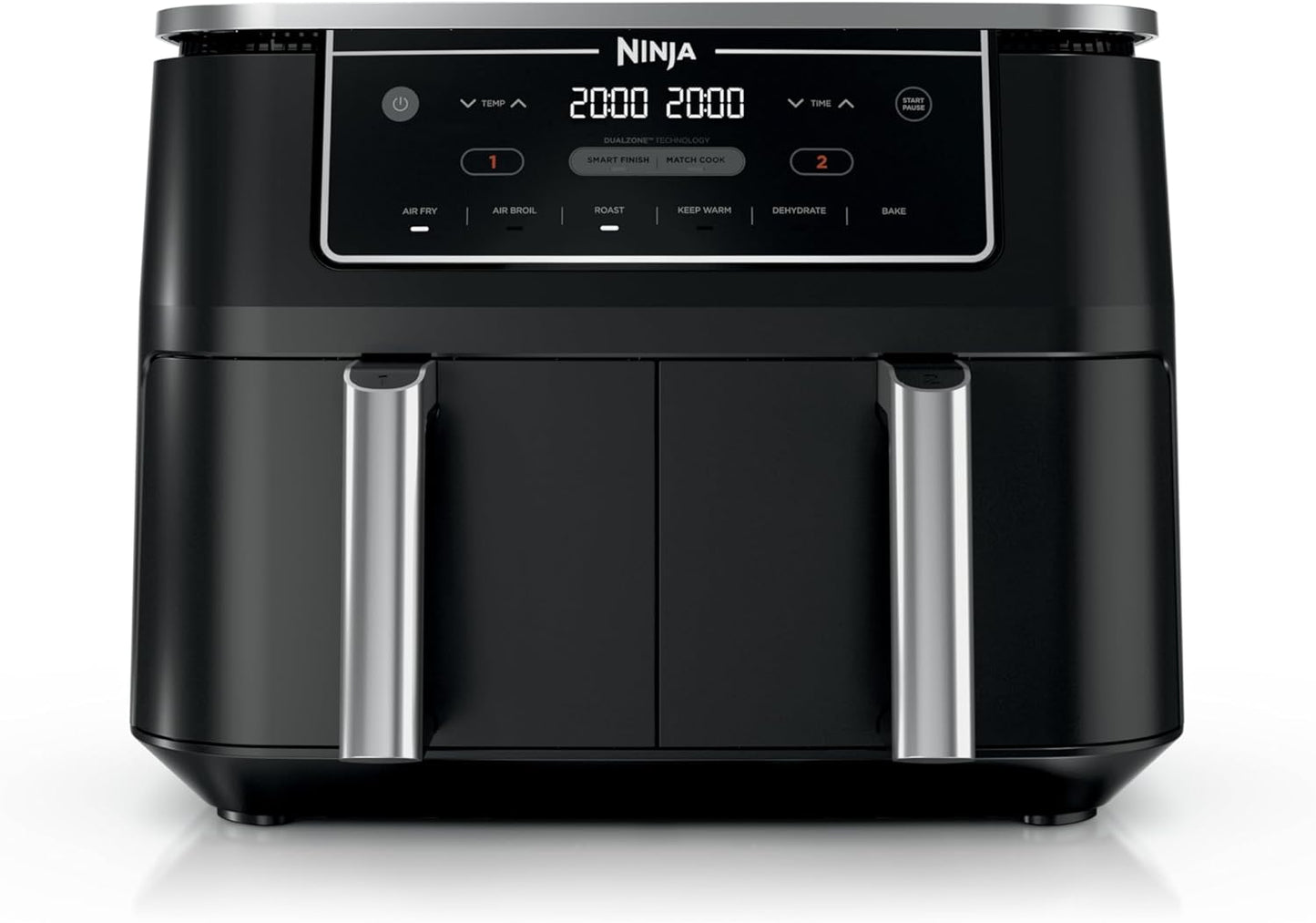 Ninja Foodi Air Fryer - 6-in-1 10-QT DualZone Baskets | Smart Finish for Cooking Two Foods | XL Capacity | Black | DZ302
