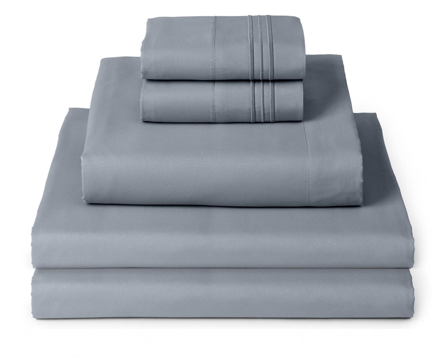 Mellanni Split King Sheets Set - 5 PC Iconic Collection Bedding - Hotel Luxury, Extra Soft, Cooling Bed Sheets - Wrinkle, Fade, Stain Resistant (Split King, Mineral Gray)