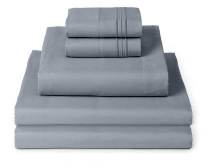 Mellanni Split King Sheets Set - 5 PC Iconic Collection Bedding - Hotel Luxury, Extra Soft, Cooling Bed Sheets - Wrinkle, Fade, Stain Resistant (Split King, Mineral Gray)