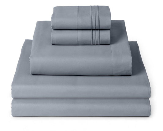 Mellanni Split King Sheets Set - 5 PC Iconic Collection Bedding - Hotel Luxury, Extra Soft, Cooling Bed Sheets - Wrinkle, Fade, Stain Resistant (Split King, Mineral Gray)