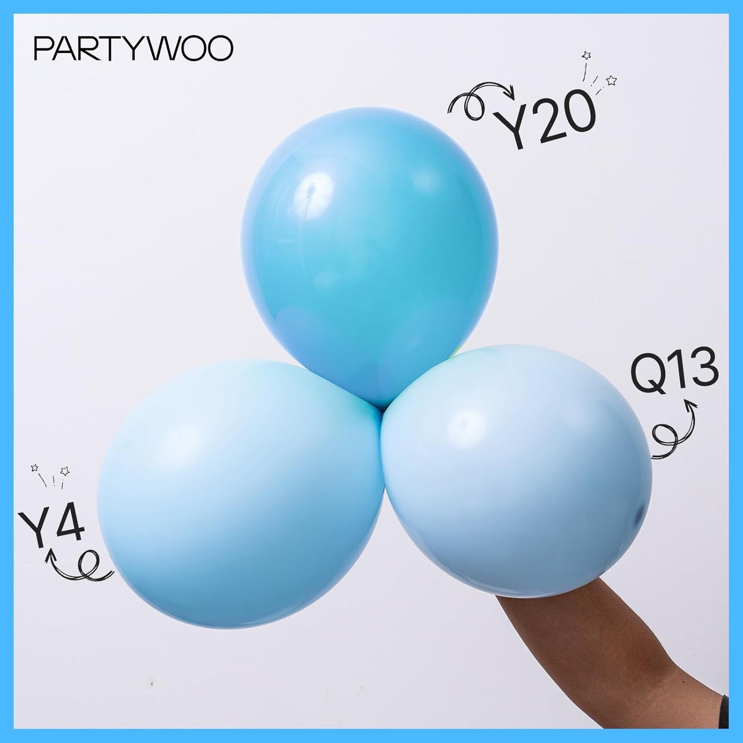 PartyWoo Baby Blue Balloons - 152-Piece Balloon Arch Kit for Graduation & Baby Showers | Various Sizes 5-18 Inch