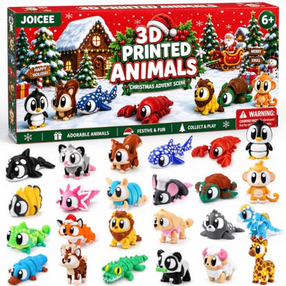 JOICEE 2026 Christmas Advent Calendar with Mini 3D Animal Toys - Red