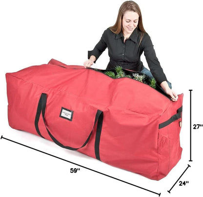 Santa's Bags Red Duffle Bag - X-Large 9-Foot Christmas Tree Storage for Artificial Trees - Durable 300D Poly-Blend Fabric
