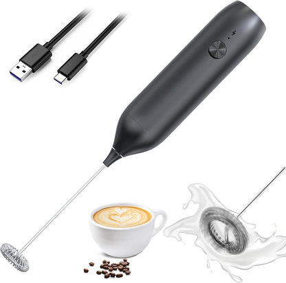 Skiennix Rechargeable Milk Frother Wand - Handheld Electric Whisk for Coffee, Lattes & Cappuccinos | USB-C Foam Maker
