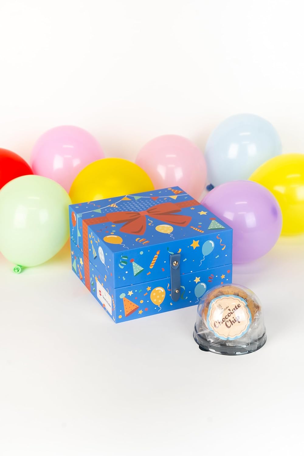 Send A Cake Happy Birthday Bloom Box | 4 Gourmet Cookies - Lemon, Peanut Butter, Chocolate Chip & Oatmeal - Ready to Gift, No Assembly Required