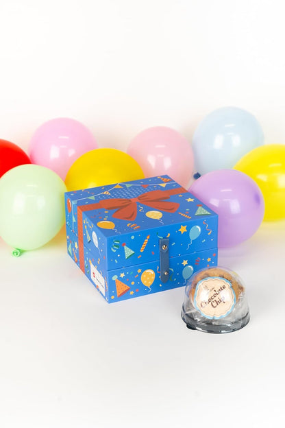 Send A Cake Happy Birthday Bloom Box | 4 Gourmet Cookies - Lemon, Peanut Butter, Chocolate Chip & Oatmeal - Ready to Gift, No Assembly Required