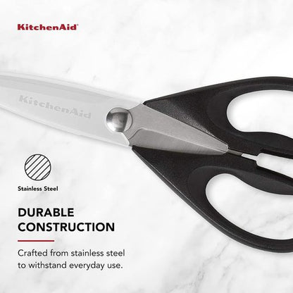 KitchenAid Kitchen Shears - Durable Stainless Steel Scissors with Protective Sheath, 8.72 Inch, Black