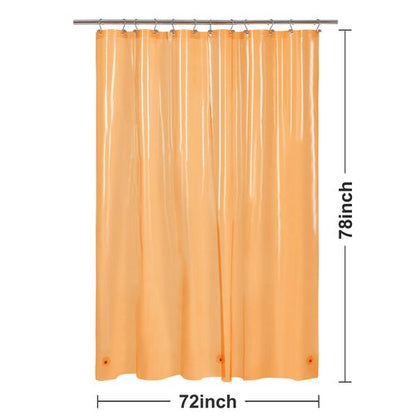 Barossa Design Clear Orange Long Shower Curtain Liner 78" Height - 3 Magnets & Waterproof Lightweight PEVA Shower Liner for Bath Tub, PVC Free, Metal Grommets, Clear Orange, 72x78