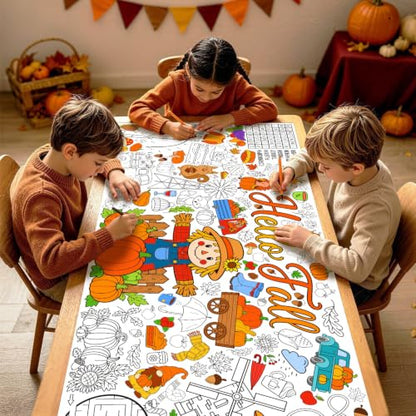 Fall Coloring Poster/Table Cover - 71 x 31.5 Inches Fall