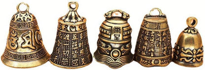 Skiennix Mini Antique Brass Copper Buddha Bells - 5-Piece Feng Shui Home Decor Set