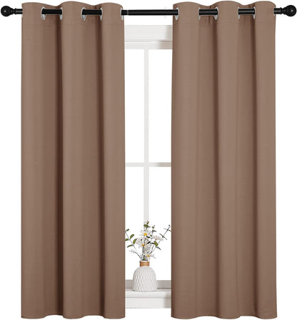 NICETOWN Room Darkening Curtain Panels - Thermal Insulated Grommet Drapes for Bedroom | 34x54 Inches, Cappuccino