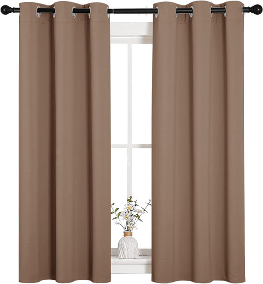 NICETOWN Room Darkening Curtain Panels - Thermal Insulated Grommet Drapes for Bedroom | 34x54 Inches, Cappuccino