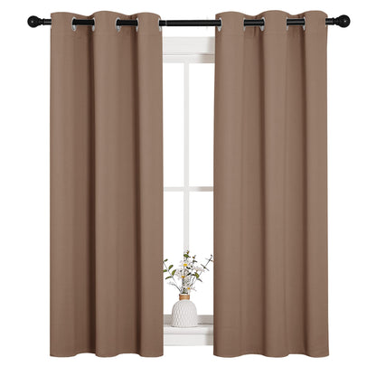 NICETOWN Window Draperies Room Darkening Curtain Panels, Window Treatment Thermal Insulated Solid Grommet Drapes for Bedroom (One Pair, 34 by 54 inches, Cappuccino)