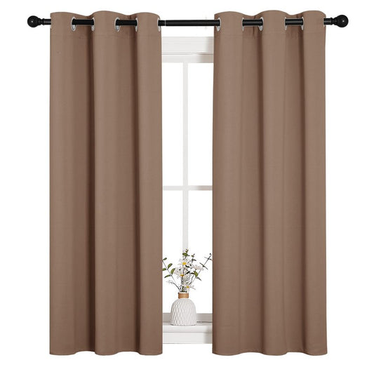 NICETOWN Window Draperies Room Darkening Curtain Panels, Window Treatment Thermal Insulated Solid Grommet Drapes for Bedroom (One Pair, 34 by 54 inches, Cappuccino)