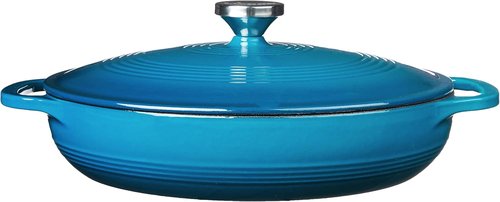 Lodge Essential Enamel Braiser - Induction-Safe & PFAS-Free Cookware - 3.5 Quart, Cornflower Blue