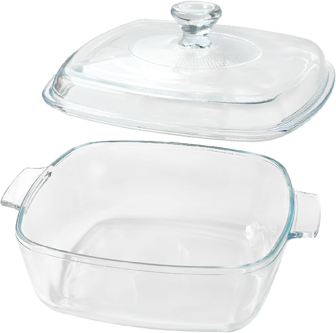 Skiennix Small Tempered Glass Casserole Dish - Oven Safe with Lid | 0.8L Clear Microwave Baking Dish