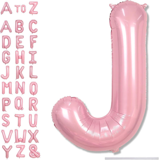 Pastel Pink Balloon - Large Mylar Alphabet J | 40-Inch Inflatable Custom Foil Balloon for Girls' Birthday Party Decor