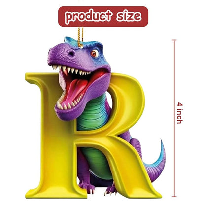 Dinosaur Alphabet Ornament Set – 26 Letter Acrylic Christmas Hanging Ornaments (Variation: Dinosaurs-r)