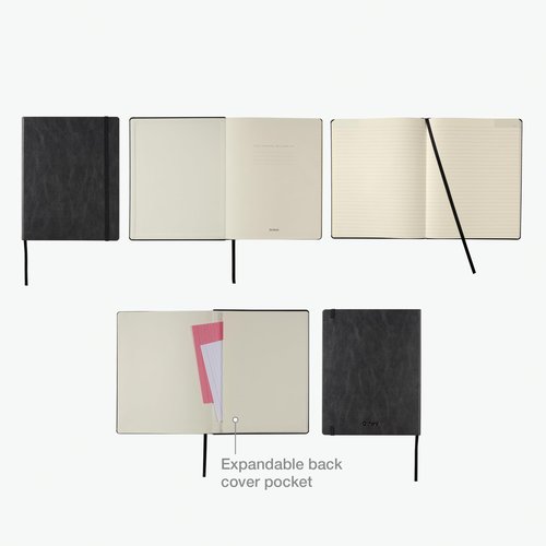 Oxford Journal, Lined Writing Notebook, Writer's Journal, Classic Notebook for School or Office, 192 Pages, 7.5" x 9.5", Hardcover, Black (75506)