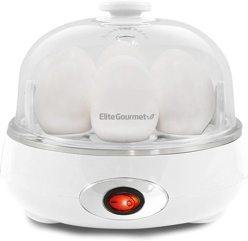 Elite Gourmet Easy Egg Cooker - Electric 7-Egg Capacity with Auto Shut-Off | BPA Free, Classic White