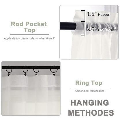 OWENIE Ivory Sheer Curtains, Sheer Curtains 96 inches Long 2 Panels Set, Rod Pocket Voile Fimly Sheer Drapes for Living Room/Bedroom, 2pcs, Each 59" W x 96" L