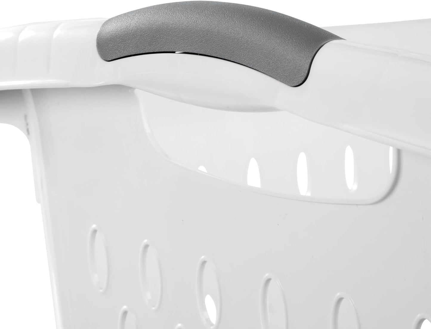 Skiennix Extra Large Plastic Laundry Basket - 2.7 Bushel Capacity with 2 Carry Handles | White