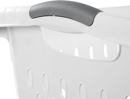 Skiennix Extra Large Plastic Laundry Basket - 2.7 Bushel Capacity with 2 Carry Handles | White