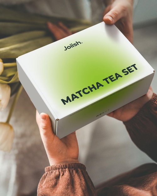 Joiish Matcha Kit Set, Ceramic Matcha Bowl with Spout & Holder, Bamboo Whisk, Sifter, Scoop, Traditional Japanese Matcha Tea Making Tools, Complete Gift Set 5-PC