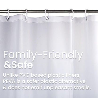 LiBa PEVA Shower Curtain Liner with 12 Plastic Shower Rings - 8G Waterproof Shower Liner, Pale Blue Gradient Weighted Bathroom Curtain, 72x72 Inch Shower Curtain Liner Set with Magnets
