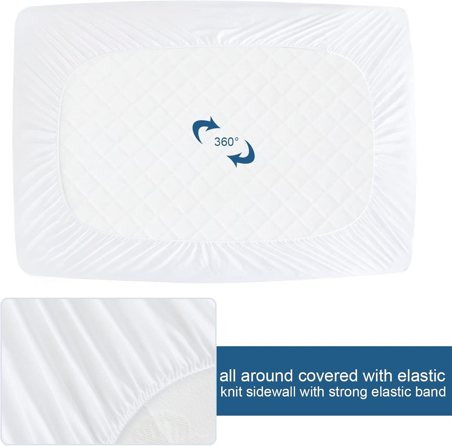 Skiennix Queen Mattress Protector - Waterproof Fitted Cover with Absorbent Terry | 18'' Deep Pocket