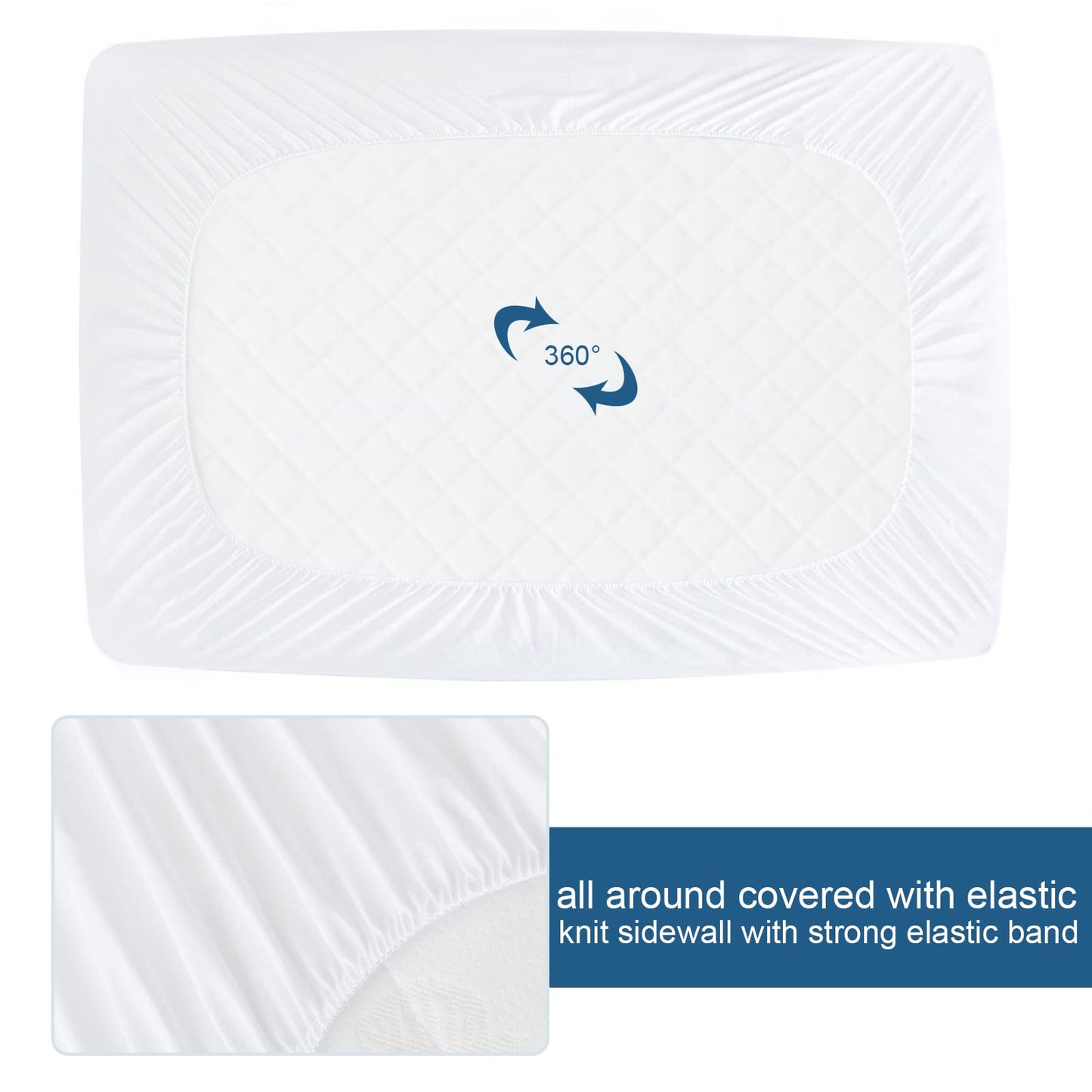 Twin XL Mattress Protector Waterproof Breathable Terry Premium Fitted up to 14'' Depth Pocket, Ultra Soft and Breathable Mattress Pad Cover Twin Extra Long (XL), Noiseless