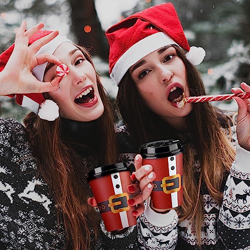 Christmas Disposable Coffee Cups with Lids 12oz Santa Pattern Pack of 120