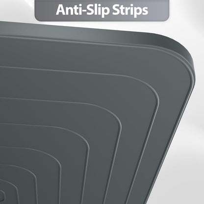 Silicone Dog Food Mat - Waterproof Anti-Slip Feeding Mat with Raised Edge | 24" x 16" Gray