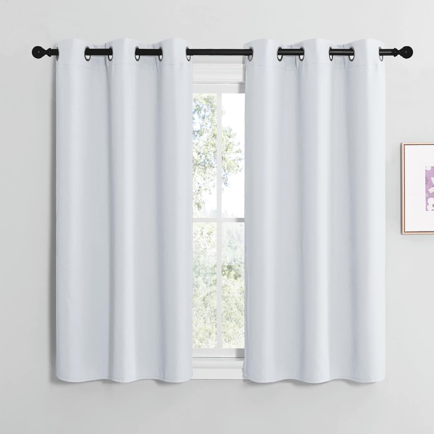 NICETOWN Blackout Curtain Panels - Thermal Insulated Grommet Top Drapes | Greyish White, 29"x30", 2 Panels