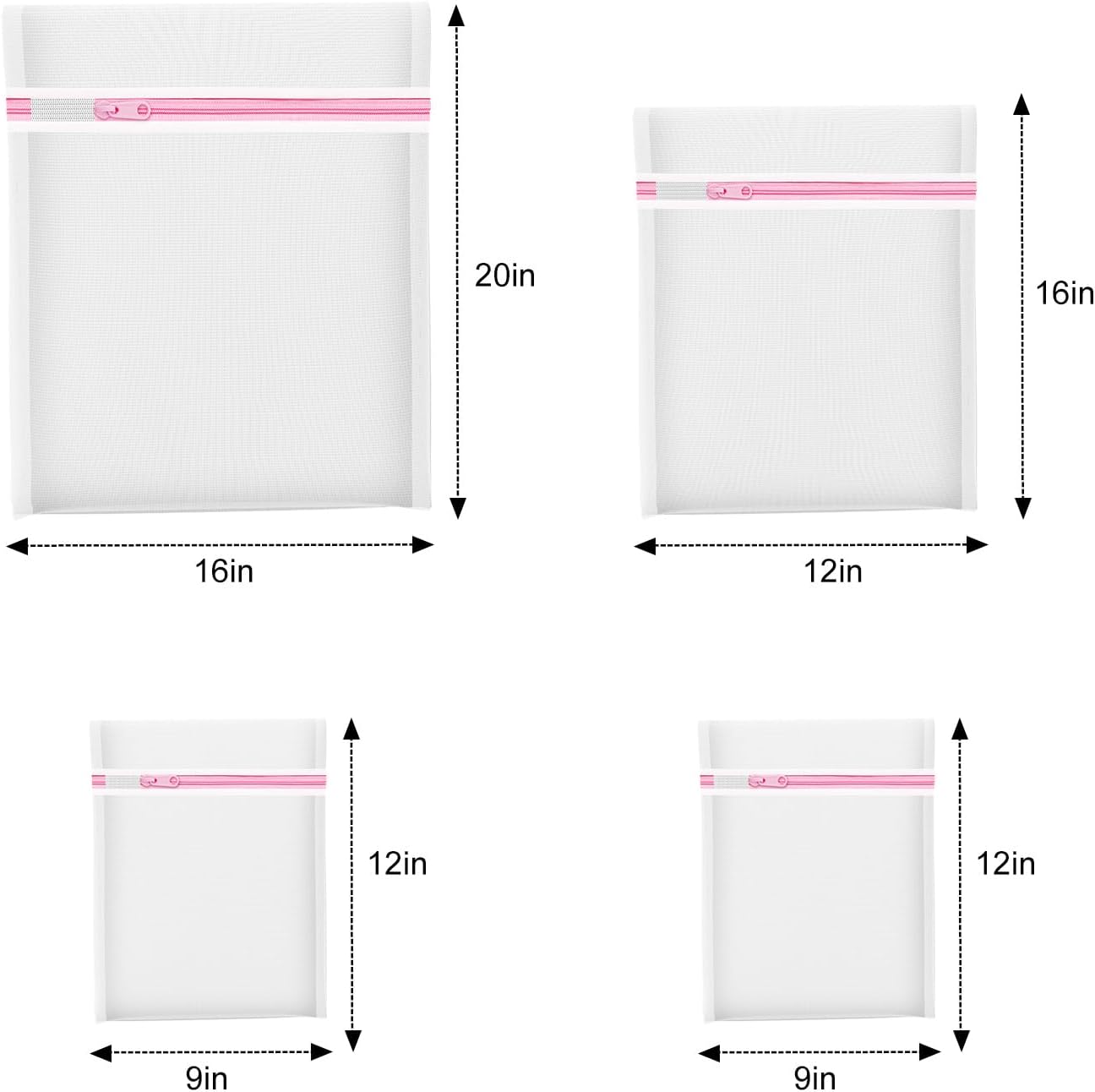Mesh Laundry Bags by 4Pcs - Ideal for Washing Delicates & Toy Storage | Travel Organizer Set (1 Large, 1 Medium, 2 Small)
