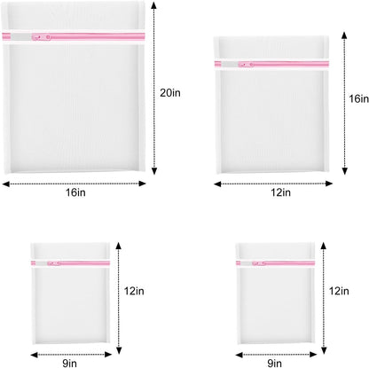 Mesh Laundry Bags by 4Pcs - Ideal for Washing Delicates & Toy Storage | Travel Organizer Set (1 Large, 1 Medium, 2 Small)