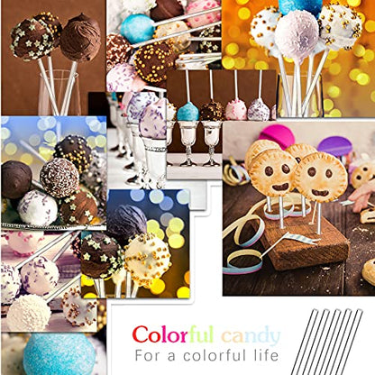 200 Pieces Acrylic Lollipop Sticks Cake Pops Sticks Candy Sticks Treat Sticks for Wedding Halloween Christmas Candy Cake Pops Cupcake Toppers Chocolate Cookie Dessert (Clear, 4 Inch)