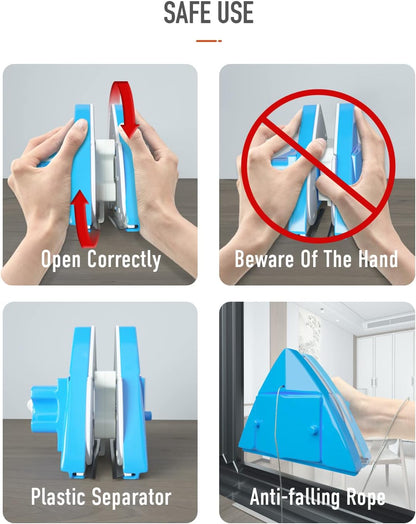 Skiennix Double-Sided Magnetic Window Cleaner - Adjustable Wiper Tool for High-Rise & Car Windows (4-30mm)