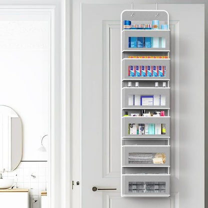 Simple Houseware 6 Clear Window Pocket Over Closet Door Storage Hanging Organizer for Bedroom, Bathroom, Pantry, Gray