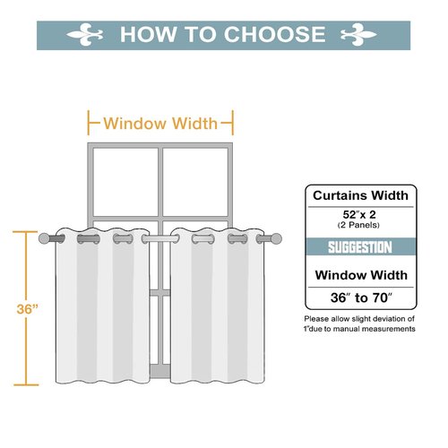 ChrisDowa Small Window Curtains for Kitchen and Bedroom - Grommet Short Thermal Insulated Room Darkening Curtains (2 Panels, Dark Grey, 52 x 36 Inch)
